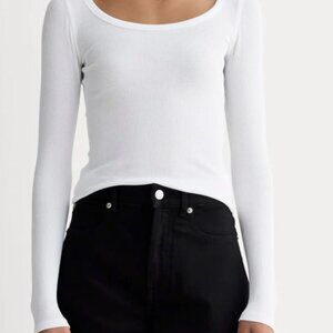 Everlane White Long Sleeve Bodysuit